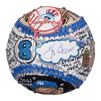 Yogi Berra Autographed Pop Art Baseball by Charles Fazzino (MLB Authenticated/Steiner)